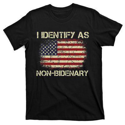 Funny Vintage Grunge American Flag I Identify As Non Bidenary Gift T-Shirt