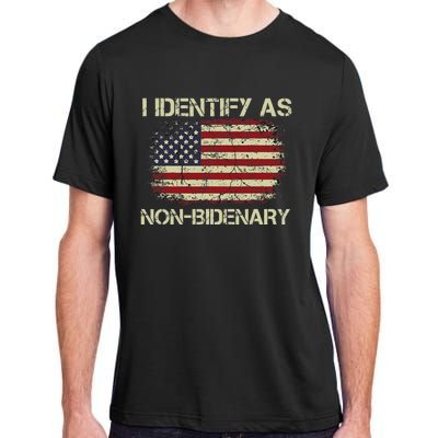 Funny Vintage Grunge American Flag I Identify As Non Bidenary Gift Adult ChromaSoft Performance T-Shirt