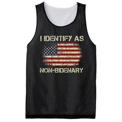 Funny Vintage Grunge American Flag I Identify As Non Bidenary Gift Mesh Reversible Basketball Jersey Tank