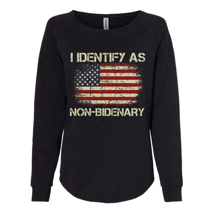 Funny Vintage Grunge American Flag I Identify As Non Bidenary Gift Womens California Wash Sweatshirt