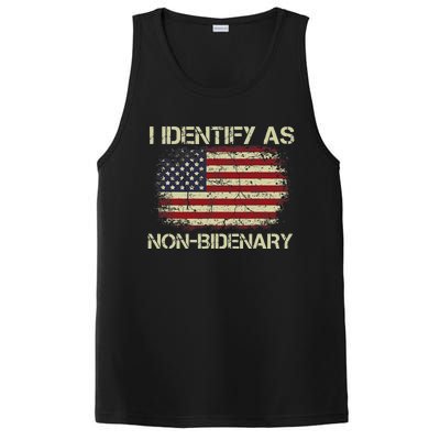 Funny Vintage Grunge American Flag I Identify As Non Bidenary Gift PosiCharge Competitor Tank