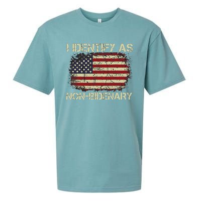 Funny Vintage Grunge American Flag I Identify As Non Bidenary Gift Sueded Cloud Jersey T-Shirt