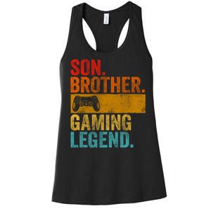 Funny Video Gamer Son Brother Gaming Legend Women's Racerback Tank