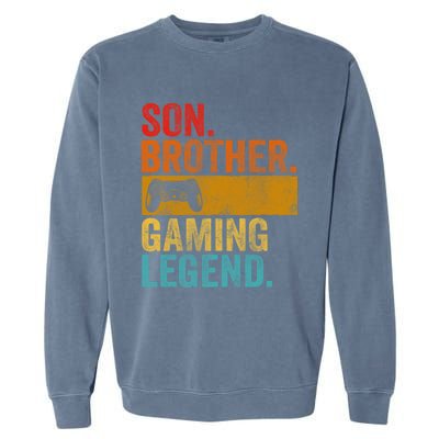 Funny Video Gamer Son Brother Gaming Legend Garment-Dyed Sweatshirt