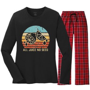 Funny Vasectomy Gifts All Juice No Seed Women's Long Sleeve Flannel Pajama Set 