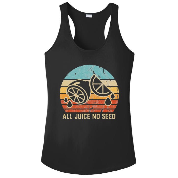 Funny Vasectomy Gifts All Juice No Seed Ladies PosiCharge Competitor Racerback Tank