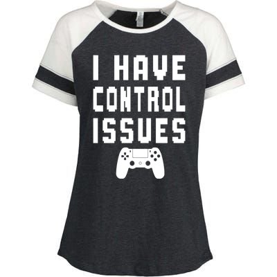 Funny Video Game Lover Saying I Have Control Issues Gamer Gift Enza Ladies Jersey Colorblock Tee