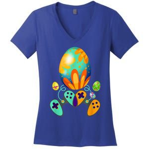 Funny Video Game Gift Easter Eggs Gaming Console Control Funny Gift Women's V-Neck T-Shirt