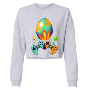 Funny Video Game Gift Easter Eggs Gaming Console Control Funny Gift Cropped Pullover Crew