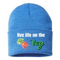 Funny Vegetarian Gift Live Life On The Veg Meaningful Gift Sustainable Knit Beanie