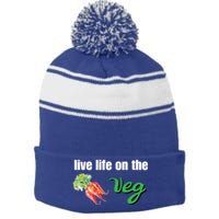 Funny Vegetarian Gift Live Life On The Veg Meaningful Gift Stripe Pom Pom Beanie