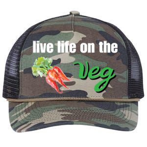 Funny Vegetarian Gift Live Life On The Veg Meaningful Gift Retro Rope Trucker Hat Cap