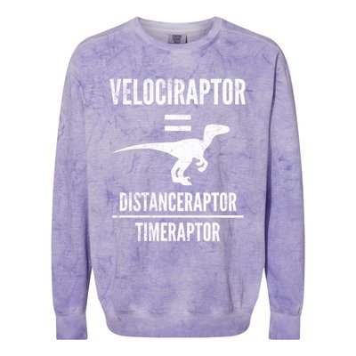 Funny Velociraptor Gift With Science Pun Dad Joke Physics Colorblast Crewneck Sweatshirt