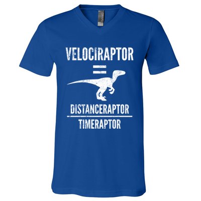 Funny Velociraptor Gift With Science Pun Dad Joke Physics V-Neck T-Shirt