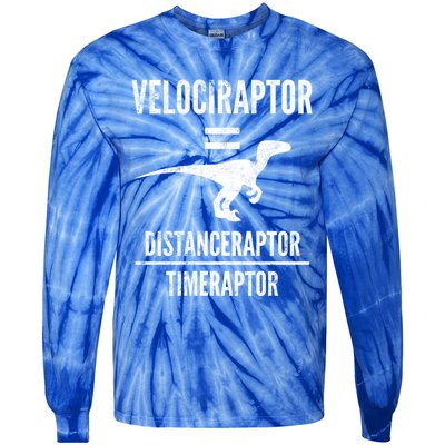 Funny Velociraptor Gift With Science Pun Dad Joke Physics Tie-Dye Long Sleeve Shirt