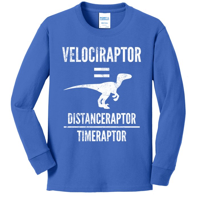 Funny Velociraptor Gift With Science Pun Dad Joke Physics Kids Long Sleeve Shirt