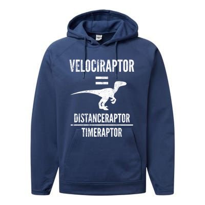 Funny Velociraptor Gift With Science Pun Dad Joke Physics Performance Fleece Hoodie