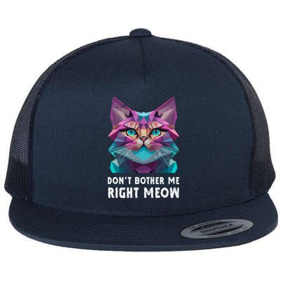 Funny Video Gamer And Cat Lover DonT Bother Me Right Meow Gift Flat Bill Trucker Hat