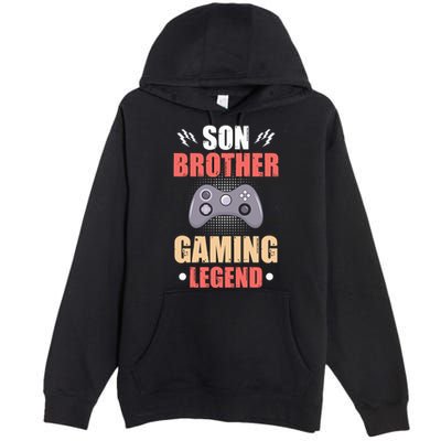Funny Video Gamer Son Brother Gaming Legend Premium Pullover Hoodie