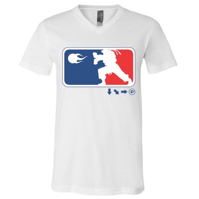 Fighters Video Game League Player Logo V-Neck T-Shirt
