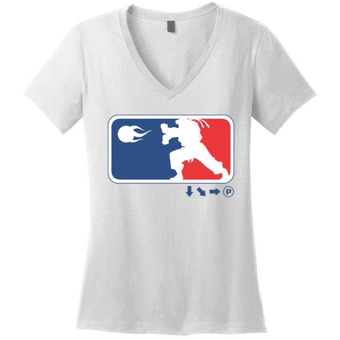 Fighters Video Game League Player Logo Women's V-Neck T-Shirt