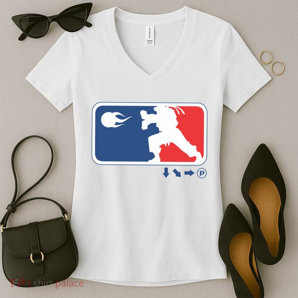 Fighters Video Game League Player Logo Women's V-Neck T-Shirt