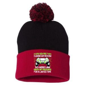 Funny Video Games Every Now And Then I Leave My Room Gaming Pom Pom 12in Knit Beanie