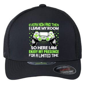 Funny Video Games Every Now And Then I Leave My Room Gaming Flexfit Unipanel Trucker Cap