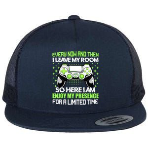 Funny Video Games Every Now And Then I Leave My Room Gaming Flat Bill Trucker Hat