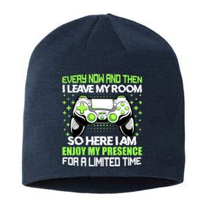 Funny Video Games Every Now And Then I Leave My Room Gaming Sustainable Beanie