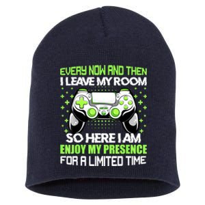 Funny Video Games Every Now And Then I Leave My Room Gaming Short Acrylic Beanie