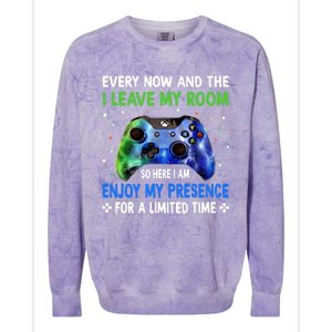 Funny Video Games Every Now And Then I Leave My Room Gaming Colorblast Crewneck Sweatshirt