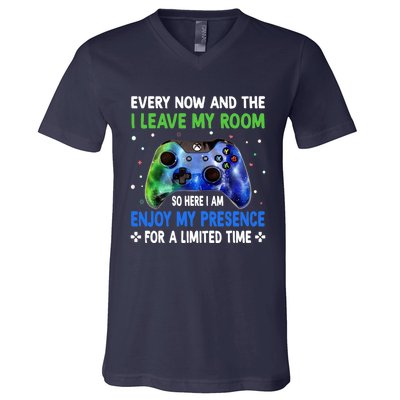 Funny Video Games Every Now And Then I Leave My Room Gaming V-Neck T-Shirt