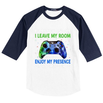 Funny Video Games Every Now And Then I Leave My Room Gaming Baseball Sleeve Shirt