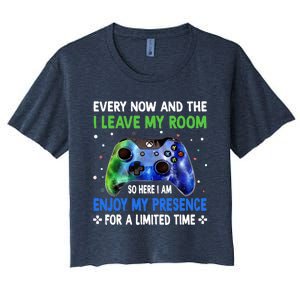 Funny Video Games Every Now And Then I Leave My Room Gaming Women's Crop Top Tee