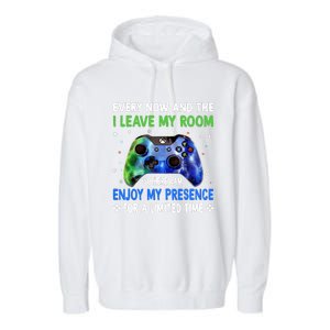 Funny Video Games Every Now And Then I Leave My Room Gaming Garment-Dyed Fleece Hoodie