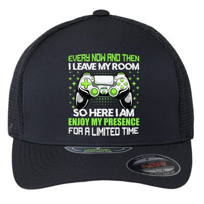 Funny Video Games Every Now And Then I Leave My Room Gaming  Flexfit Unipanel Trucker Cap