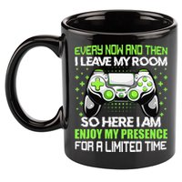 Funny Video Games Every Now And Then I Leave My Room Gaming  11oz C Handle Ceramic Mug