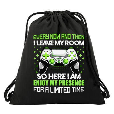 Funny Video Games Every Now And Then I Leave My Room Gaming  Drawstring Bag