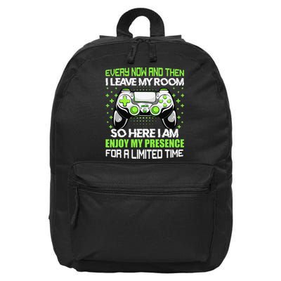 Funny Video Games Every Now And Then I Leave My Room Gaming  16 in Basic Backpack