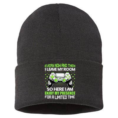 Funny Video Games Every Now And Then I Leave My Room Gaming  Sustainable Knit Beanie