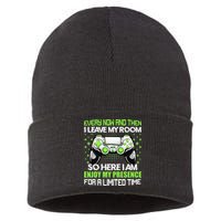 Funny Video Games Every Now And Then I Leave My Room Gaming  Sustainable Knit Beanie