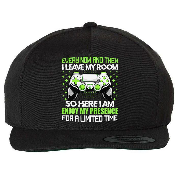 Funny Video Games Every Now And Then I Leave My Room Gaming  Wool Snapback Cap