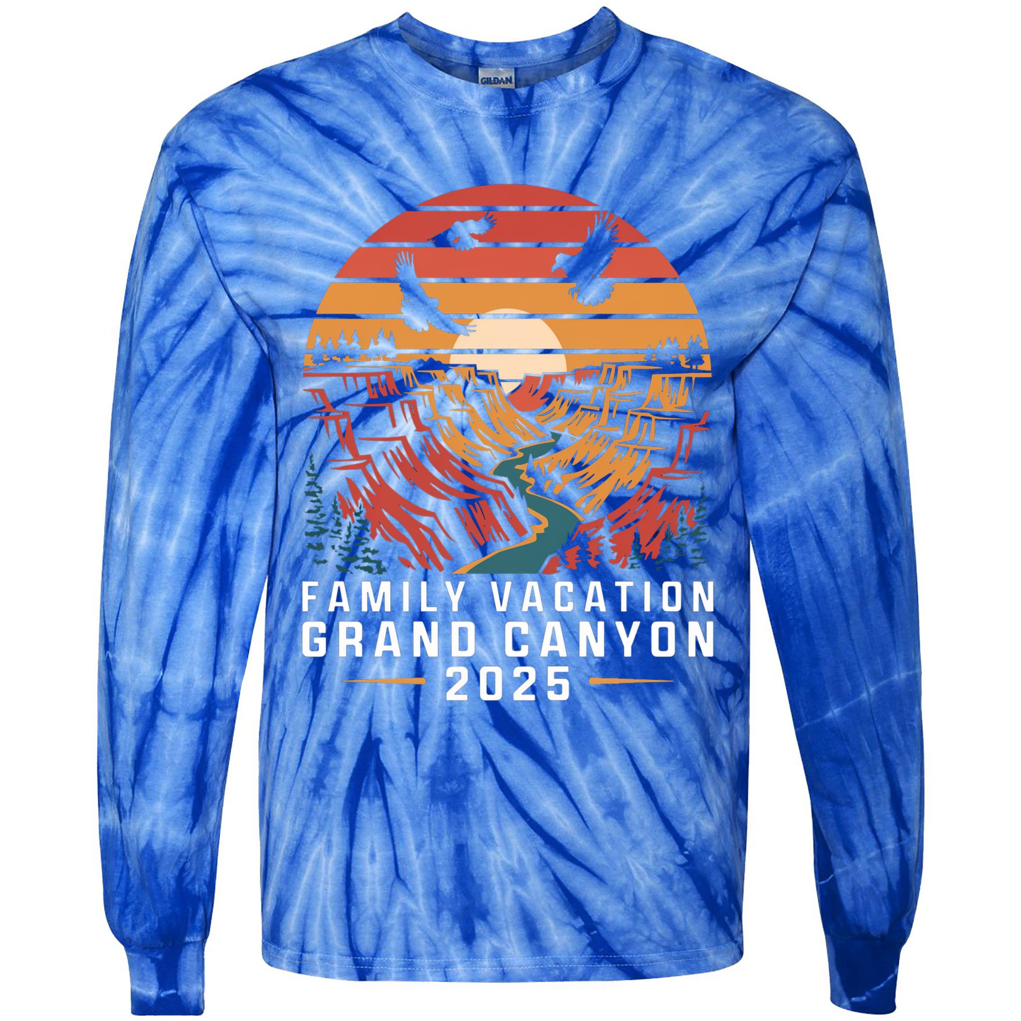 Family Vacation Grand Canyon 2025 Family Vacation Arizona Meaningful Gift Tie-Dye Long Sleeve Shirt