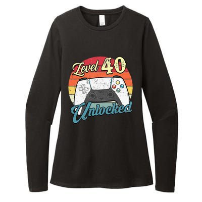 Funny Video Gamer 40th Birthday Decoration Level 40 Unlocked Womens CVC Long Sleeve Shirt