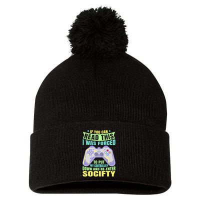 Funny Video Game Lover Geeky Gamer Nerd Gamer Gaming Addict Pom Pom 12in Knit Beanie