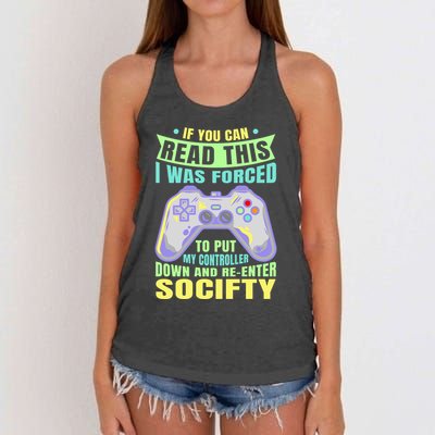 Funny Video Game Lover Geeky Gamer Nerd Gamer Gaming Addict Women's Knotted Racerback Tank