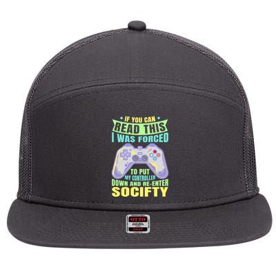 Funny Video Game Lover Geeky Gamer Nerd Gamer Gaming Addict 7 Panel Mesh Trucker Snapback Hat