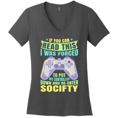 Funny Video Game Lover Geeky Gamer Nerd Gamer Gaming Addict Women's V-Neck T-Shirt