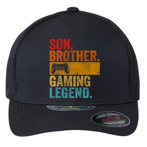 Funny Video Gamer Son Brother Gaming Legend Gift Flexfit Unipanel Trucker Cap